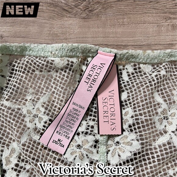 New NWT Victoria’s Secret Lace Bikini – Mint Floral Mesh (Size M) - Picture 5 of 6